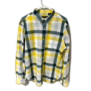 French Connection Men's L Long Sleeve Plaid Button Down